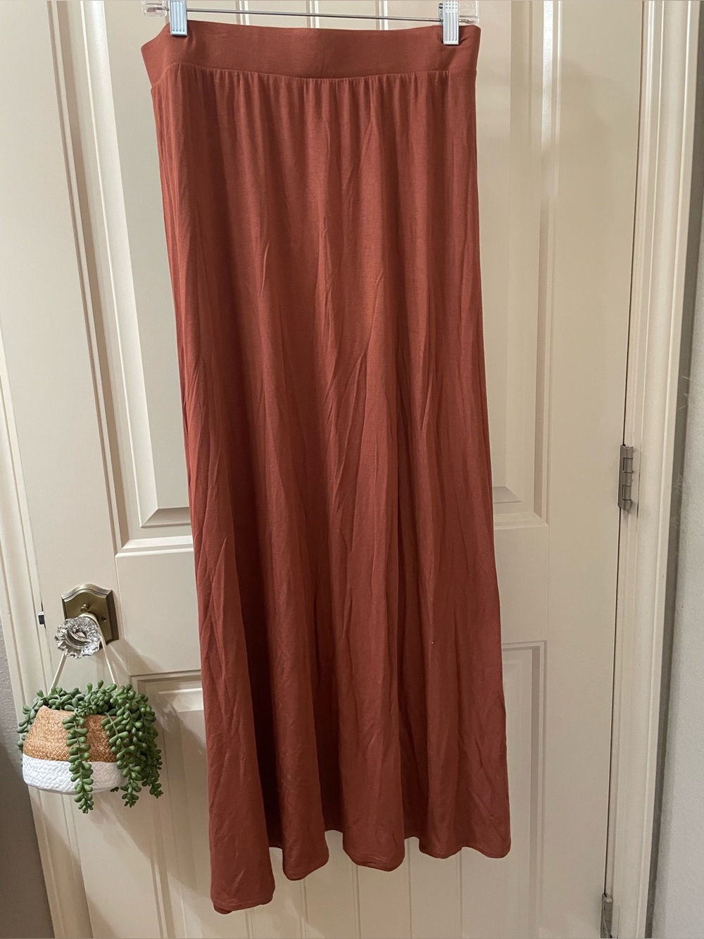 Rust Maxi Skirt with Flowing A-Line Silhouette